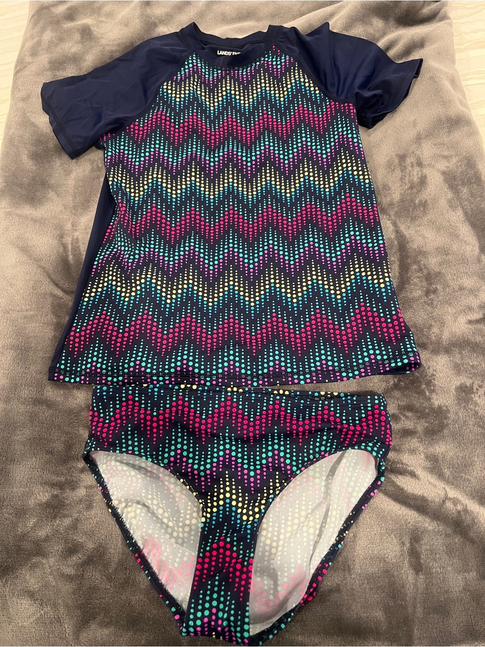 Lands End Girls Rashguard and Matching Bottom Set 14/16